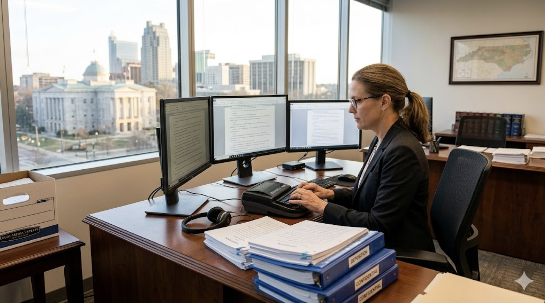 Court Reporters North Carolina preparing accurate legal deposition transcripts for attorneys by Legal Media Experts